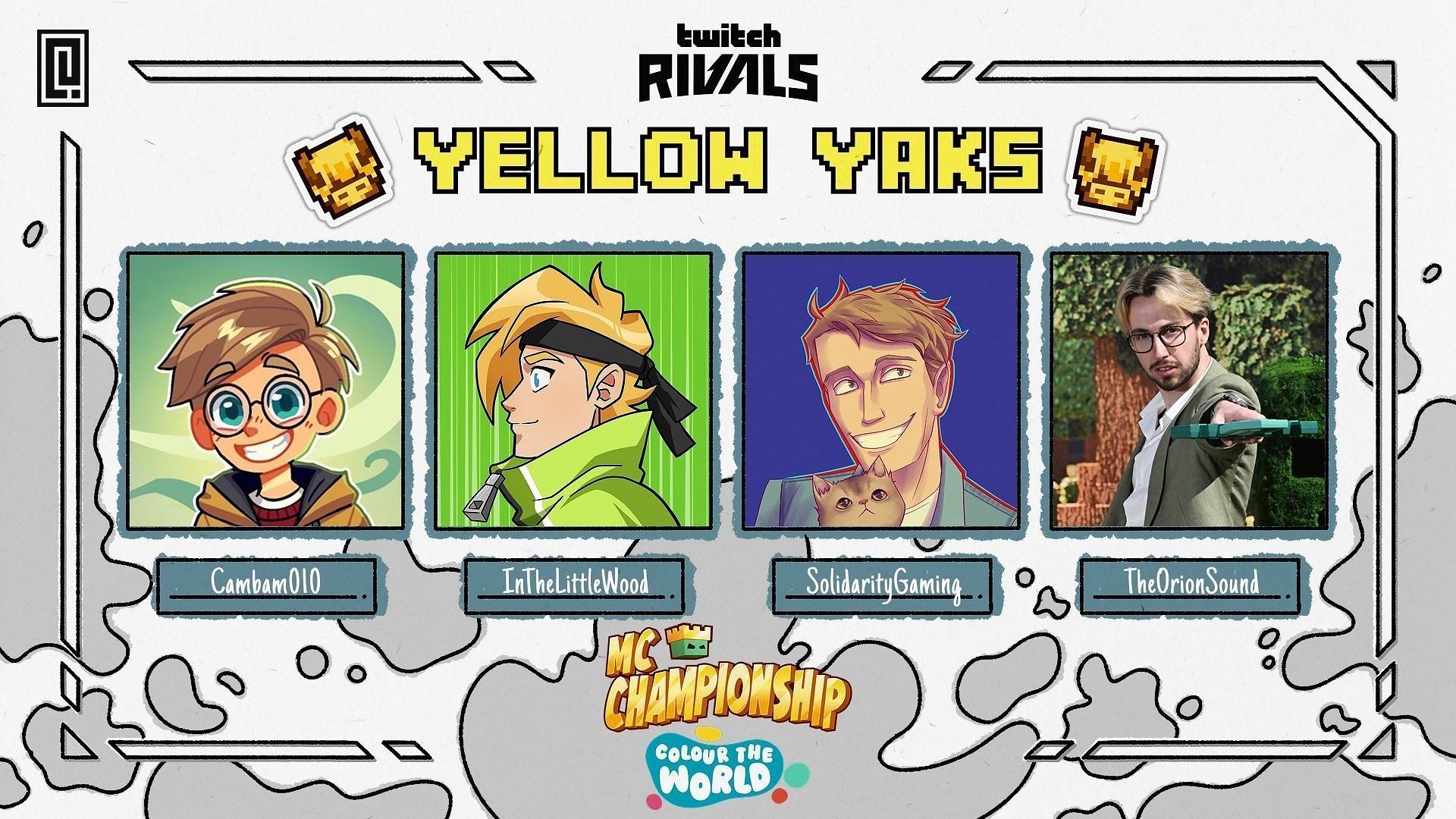 Members of Yellow Yaks participating in the MCC x Twitch Rivals Colour the World (Image via X/MCChampionship)